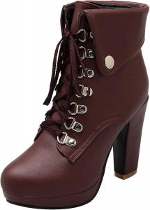 Военные женские ботильоны на шнуровке с платформой Renessmi, Brown