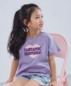 Футболка с коротким рукавом и принтом Devil Lab Girls, 100% хлопок Devirock, цвет 007-Heart-S Violet