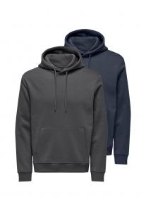 Худи Only & Sons 2ER PACK, Dunkelblau Dunkelgrau/Mottled Dark Blue