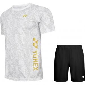 Мужская повседневная спортивная одежда средней ценовой категории Yonex, clothing sets[белый top+черный shorts]