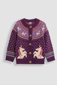 Вязаный кардиган с узором «фэр айл» Jojo Maman Bébé, фиолетовый
