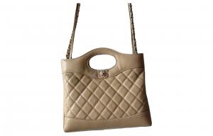 Сумка на цепочке из ягненка, кроссбод, миниатюрная женская сумка темно-бежевого цвета CHANEL