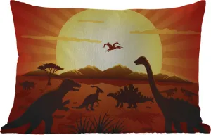Подушка для улицы - Динозавр - Солнце - Природа - Рисунок - Дети - Мальчики - 60 x 40 см - Водонепроницаемая - Подушка для отдыха - Декоративная подушка - Подушка для дома MuchoWow