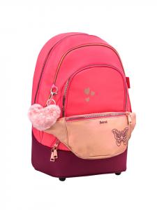 Belmil Премиальная школьная сумка и поясная сумка 2-в-1 "Коралловый" с нагрудным ремнем