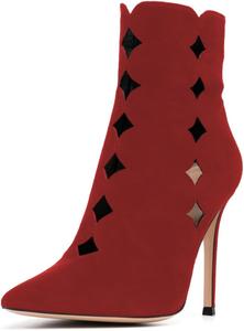 Женские ботильоны FOWT с заостренным носком, вырезами, на высоком каблуке-стилетто, с боковой молнией, для вечеринок и выпускных, размеры 4-16 US, Red