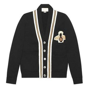 Свитер bee patch cardigan 'black' Gucci, черный
