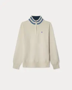 Детский свитер с половинной молнией Hackett, светло-бежевый