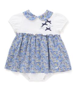 Комбинезончик Tana Lawn с принтом Liberty (Leontyne Dream) и лентами для малышки (70-90 см)