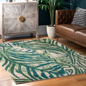 Ковер Cali Abstract Leaves Area Rug nuLOOM, 201x274 см, зеленый