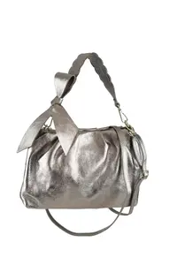 Сумка через плечо COLLEZIONE ALESSANDRO "Шампанское" из кожи, с бантом, цвет Champagner