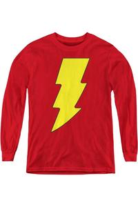 Футболка с длинным рукавом для подростков с логотипом Shazam от DC Comics Gildan, красный