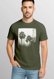 Футболка Neverless PALMEN FOTO VINTAGE STYLE FRONT STRAND, Army/Khaki