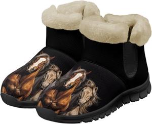 Женские ботильоны и полусапожки Highland Cow зимние теплые пушистые снежные ботинки повседневная обувь босиком размеры 36-41 Pointodoor, Horse