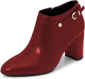 Женские ботильоны FOWT с заостренным носком и высокой массивной подошвой, короткие ботинки с боковой молнией, ремешками, формальные туфли размер 4-16 US, Red