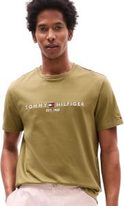 Мужская футболка Tommy Hilfiger Regular Fit с вышитым логотипом Tommy, коллекция 2024, размер L, белая, Uniform Olive