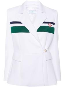 Casablanca двубортный пиджак с нашивкой-логотипом, белый