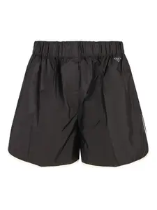 Шорты с отделкой и эластичным поясом Prada, черный