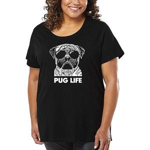 Футболка с принтом Pug Life для женщин plus size La Pop Art, Black
