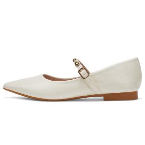 OMS Плоские туфли Мэри Джейн для женщин бежевые, цвет Beige[for Slightly Long and Wide Feet, Size Up!]