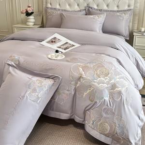 LUOLAI HOME Комплект постельного белья, 200 см, 4 предмета, простыня, цвет дымчато-фиолетовый