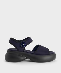 Спортивные сандалии на платформе с цветочной пряжкой Charles & Keith, цвет Dark Blue