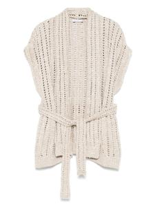 Кардиган с поясом и запахом Brunello Cucinelli, нейтральный