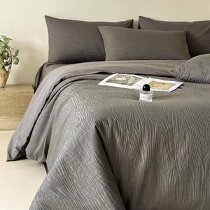 LUOLAI HOME Комплект постельного белья на кровать 180 см, простыня, серый жаккард, мягкий, не линяет, не скатывается
