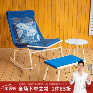 Плетеное кресло-качалка для дома и сада с эргономичным подголовником и мягкой подушкой