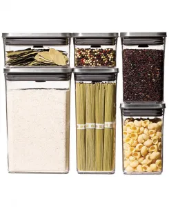 Набор из 6 стальных контейнеров для хранения продуктов Oxo, серебряный