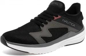 Мужские легкие кроссовки Nautica для повседневной носки с шнуровкой - верх из дышащего трикотажа и искусственной кожи, амортизирующая стелька и резиновая подошва, удобные обувь для ходьбы на весь день - Theodoor, черный