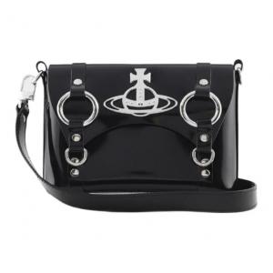 Кожаная сумка-мессенджер из лаковой кожи, через плечо, кроссбоди Vivienne Westwood черная