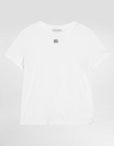 Футболка из джерси с логотипом DG, украшенным стразами Dolce&Gabbana, белый