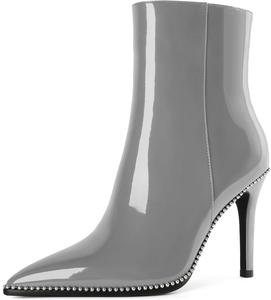 Ботильоны Joseywade на высоком каблуке для женщин, с заостренным носком, тонким стойким каблуком, боковой молнией, короткие ботинки с бусинами