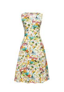 Платье А-силуэта с изображением озера Гарда Lago Di Garda QUEEN KEROSIN, бежевый