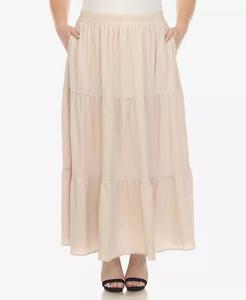 Многоярусная длинная юбка больших размеров со складками White Mark, бежевый