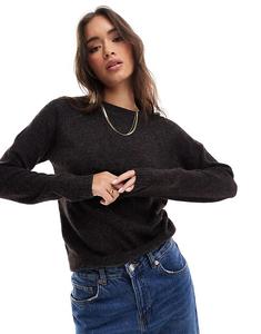Вязаный джемпер Vero Moda с круглым вырезом в цвете шоколадный меланж