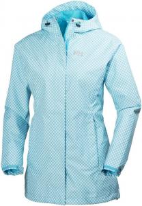 Женская легкая складная дышащая непромокаемая куртка-дождевик с капюшоном Helly Hansen Bellevue, 252 Aquamarine Checks
