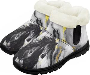 Зимние ботинки для малышей для мальчиков и девочек, утепленные и очень легкие с плюшевой подкладкой и подошвой с противоскользящим эффектом Chririnla, Marble Black Horse