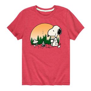Футболка с рисунком Peanuts Snoopy Campfire для мальчиков 8–20 лет Licensed Character, красный