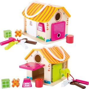 Маленький деревянный домик на ножке для развития моторики детей. Small Foot Design