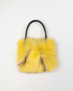 Многофункциональная сумка из лисьего меха De la Roca, желтый