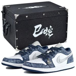 Jordan Кроссовки Air 1 Low Top Vintage баскетбольные мужские сине-белые - сине-белые в подарочной коробке премиум-класса, цвет Blue White-High-End Gift Box 2