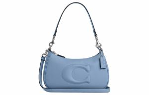 Кожаная портативная сумка через плечо Teri, женская синяя COACH