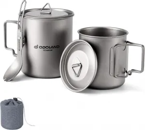 Набор посуды для кемпинга Odoland Titanium с кастрюлей, чашкой, вилкой и ложкой-вилкой Sonstige