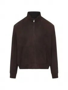 Куртка из овечьей кожи на молнии Ralph Lauren Purple Label, коричневый