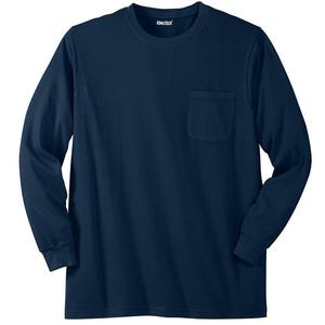 Мужская неусадочная легкая футболка Kingsize с круглым вырезом и карманами для больших и высоких размеров с длинными рукавами KingSize, темно-синий
