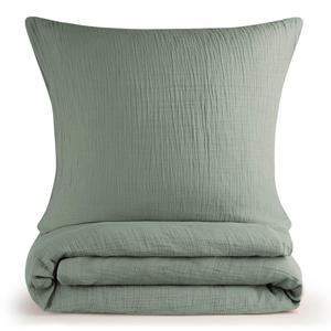 Постельное белье из муслина, 100% хлопок, размеры 135/200 см и 80/80 см, зеленое Blumtal, зеленый