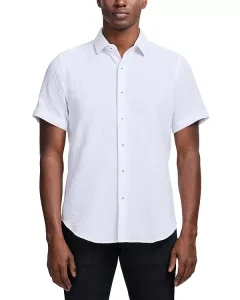 Текстурированная тканая рубашка с коротким рукавом Reid Robert Graham, белый