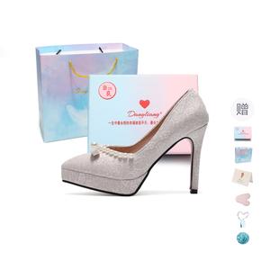 Be good Тонкие каблуки на шпильке женские бежевые в подарочной коробке набор - бежевый [Красочная облачная коробка] + подарок, цвет Beige[Colorful Cloud Box]+Giveaway