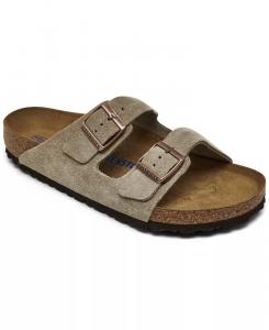 Мужские повседневные сандалии Arizona Suede Leather Soft Footbed от Finish Line Birkenstock, коричневый/бежевый